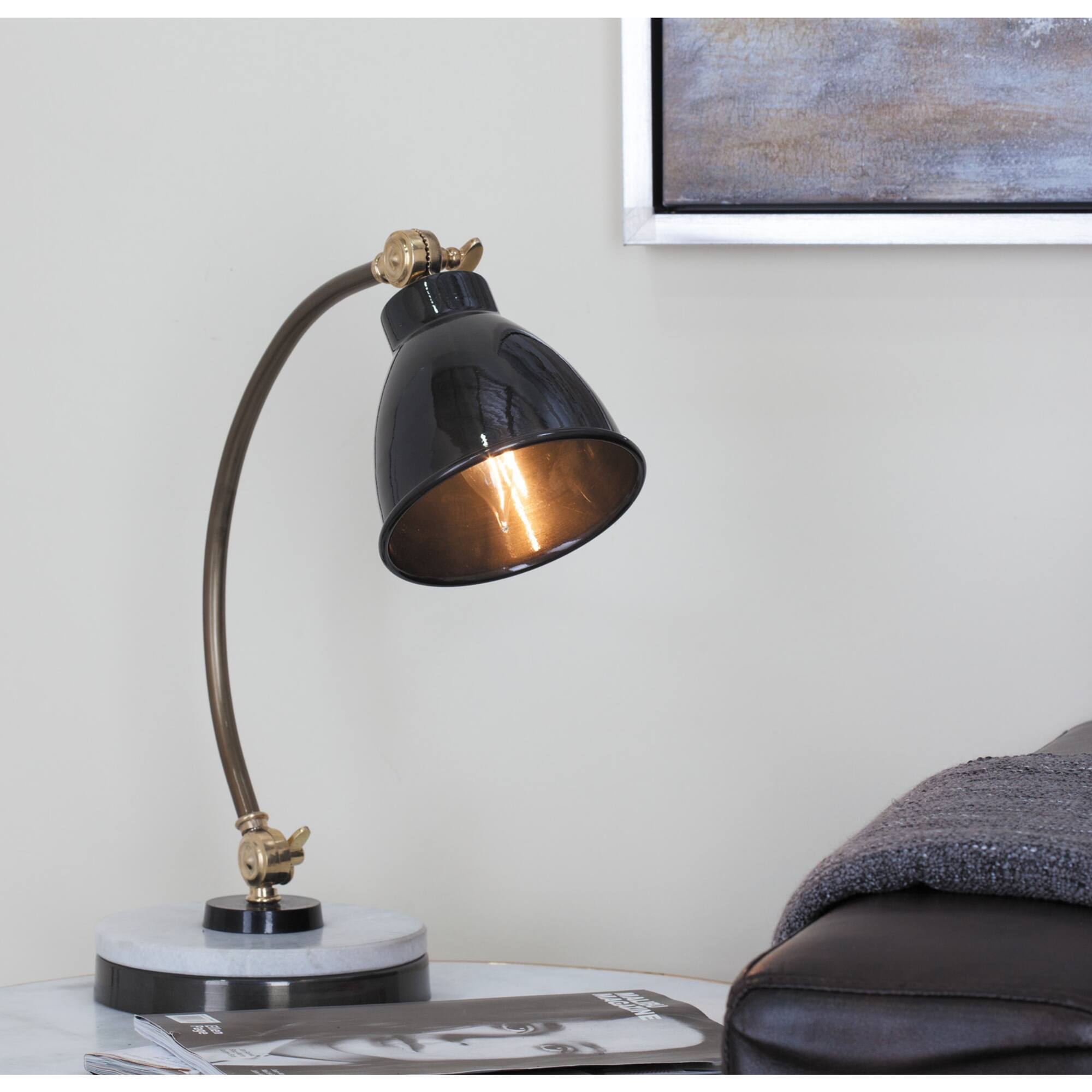 Black Metal Traditional Desk Lamp, 19" x 7" x 12"